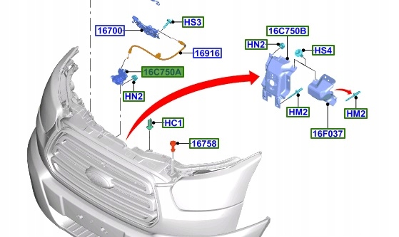 фото №11, Держатель вставка замка капота transit 2019- _ 1778879 _ bk21-16b974-ad