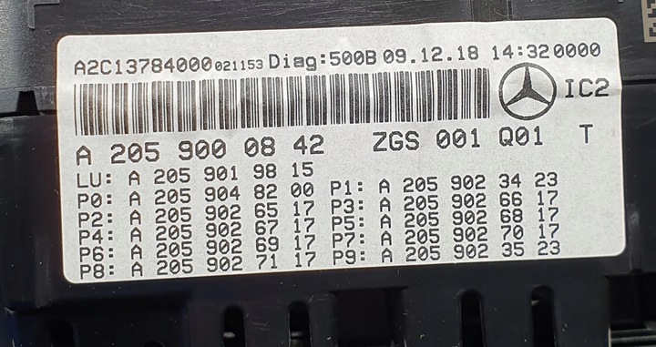 фото №8, Спидометр mercedes w205 1.6 cgi a2059000842 европа