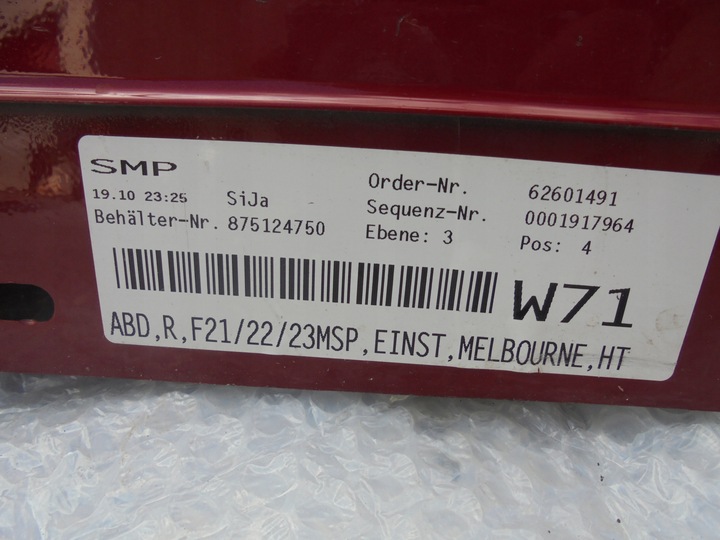 фото №9, Планка порога права bmw 1 f21 f22 рестайлінг м-пакет a75 8051948 ori slask