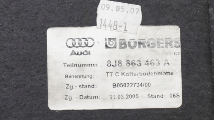 фото №3, Пол обивка багажника audi tt 8j 8j8863463a