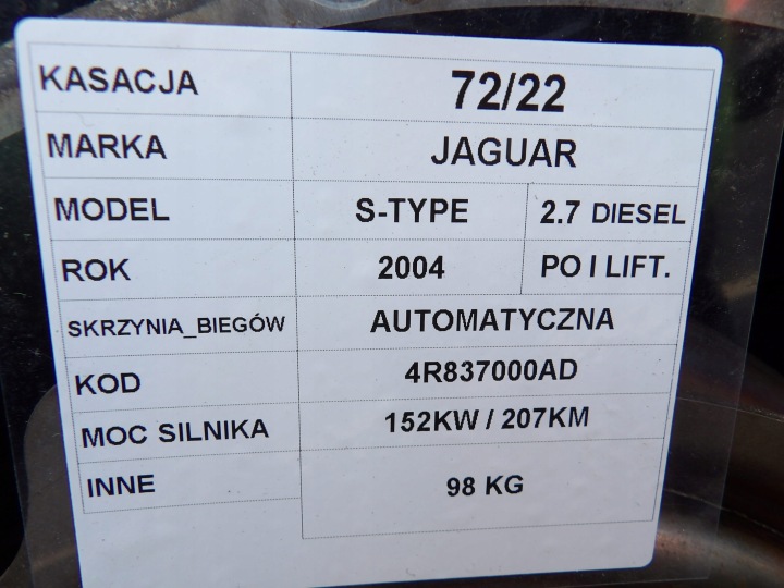фото №8, Коробка передач jaguar s-type 2,7 4r837000ad 207km
