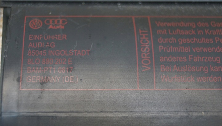 фото №7, Подушка подушка  пасажира audi a3 8l 8l0880202e