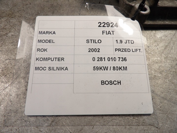 фото №7, Fiat stilo компьютер блок управления  0281010738 73501236 28sa5661