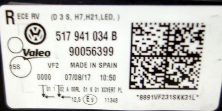 фото №14, Vw golf sportsvan 517941034b 2014- лампы передние перед bixenon