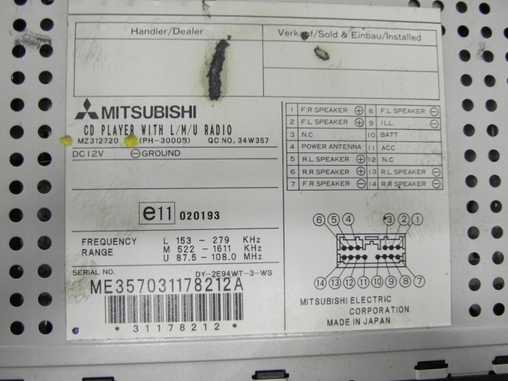 фото №7, Магнітола mitsubishi space star mz312720