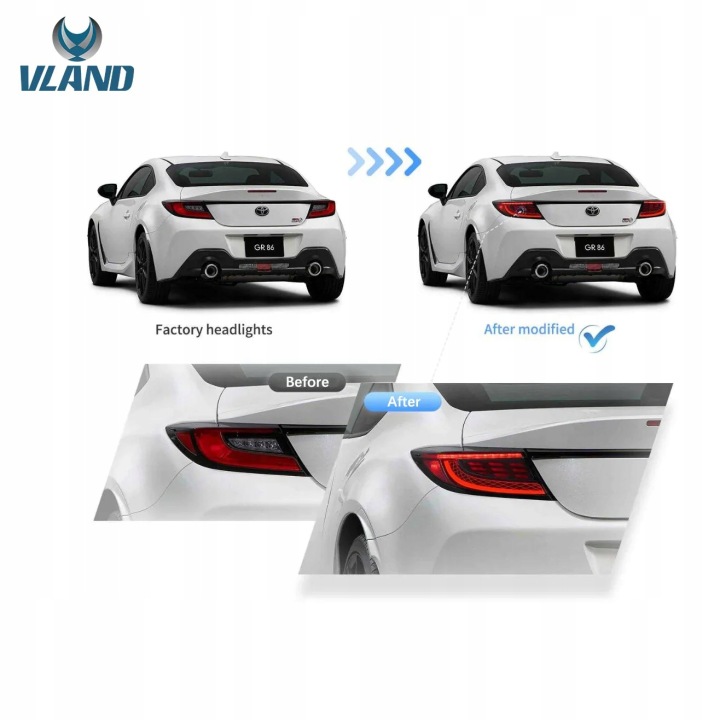 фото №12, Лампи зад l+r vland led бар діоди тюнінг dts toyota gg86 gg gt 86 brz ii 2