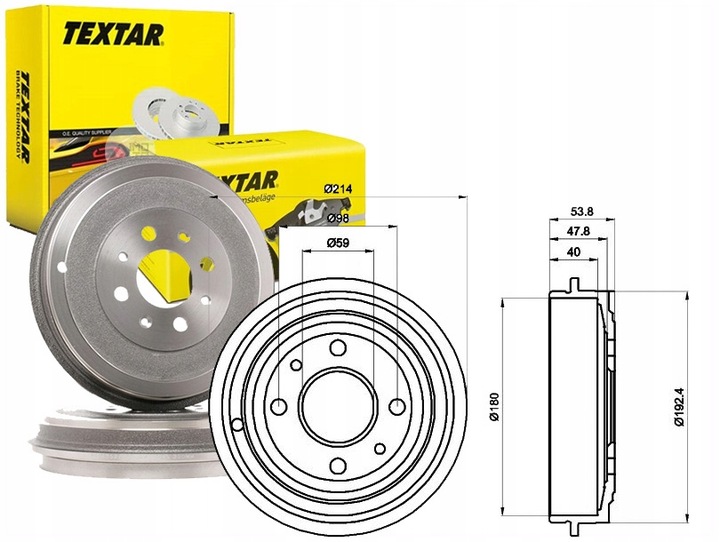 фото №1, Комплект bębnów гальмівних textar 51863510 9s51111