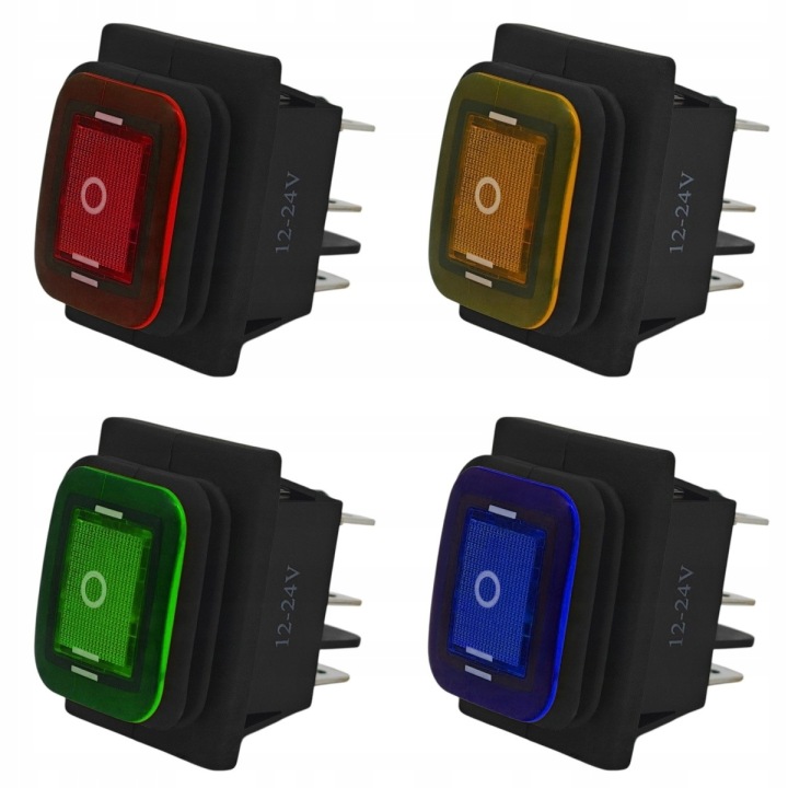 фото №11, Переключатель led 3-pozycyjny 6-pin 12-24v kołyskowy - rocker, зелёный