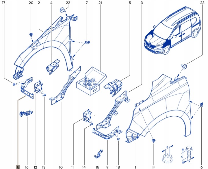 фото №13, Кронштейн крепление крыльев правого renault kangoo iii 4 iv nissan townstar