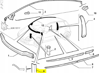 фото №6, Ущільнювач двері fiat punto oem номер 735277984