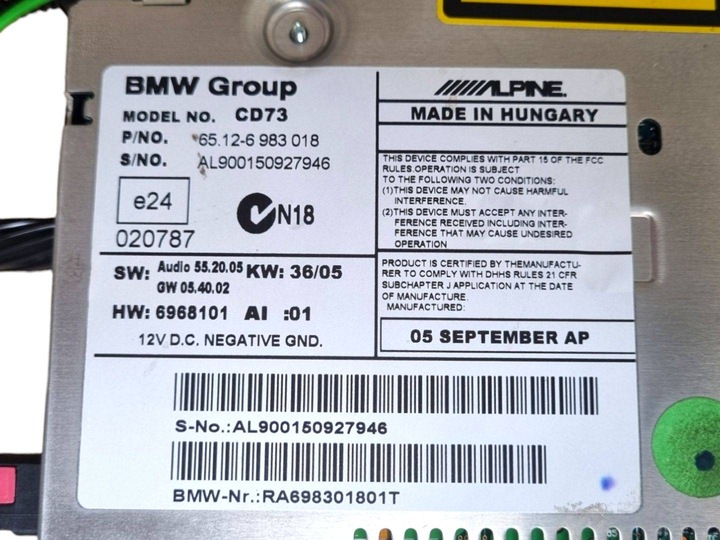 фото №7, Радіо автомобільні bmw 3 e90/e91 e90 2005 65126983018