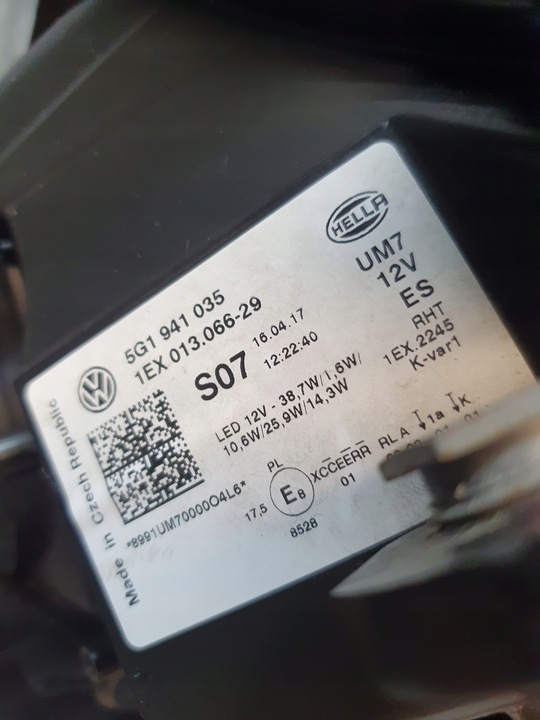 фото №13, Лампа перед левая полный led vw golf vii рестайлинг 5g1