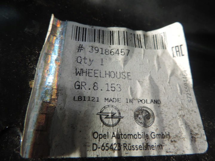 фото №12, Лонжерон фартук левый opel astra k 5 39186457 новая