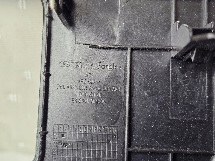 фото №8, Dekor планка рамка спидометра радио hyundai i10 iii 84740-k7020