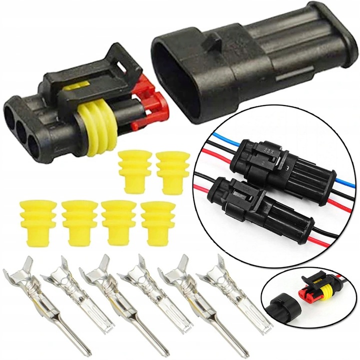 фото №3, Роз'єм штекер superseal з'єднувач герметичні 3 контактні 3 pin