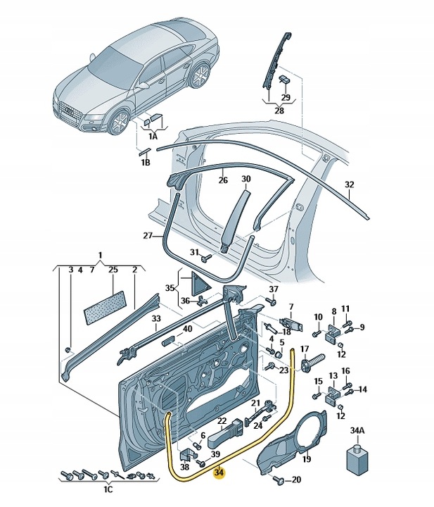 фото №1, Прокладка двері зовнішня ліва audi a7 c7 aso