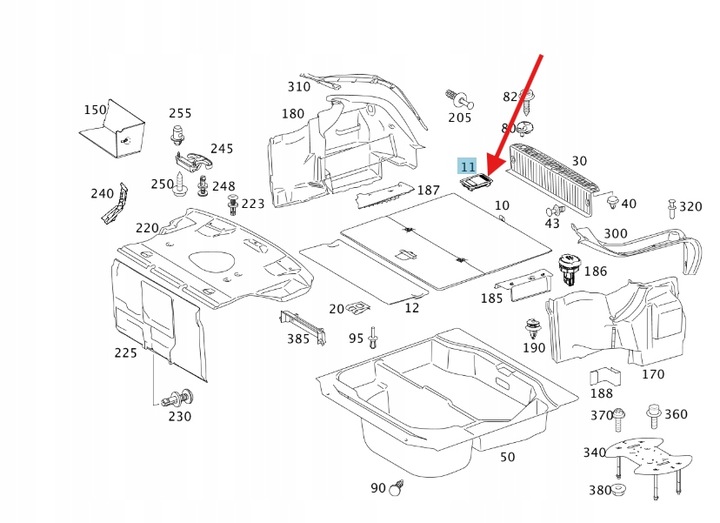 фото №1, Ручка тримач підлоги багажника mercedes c w203 оригінальний номер a2206800214
