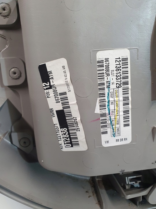 фото №8, Vw passat b7 usa 11-16 боковина оббивка двері права задня зад