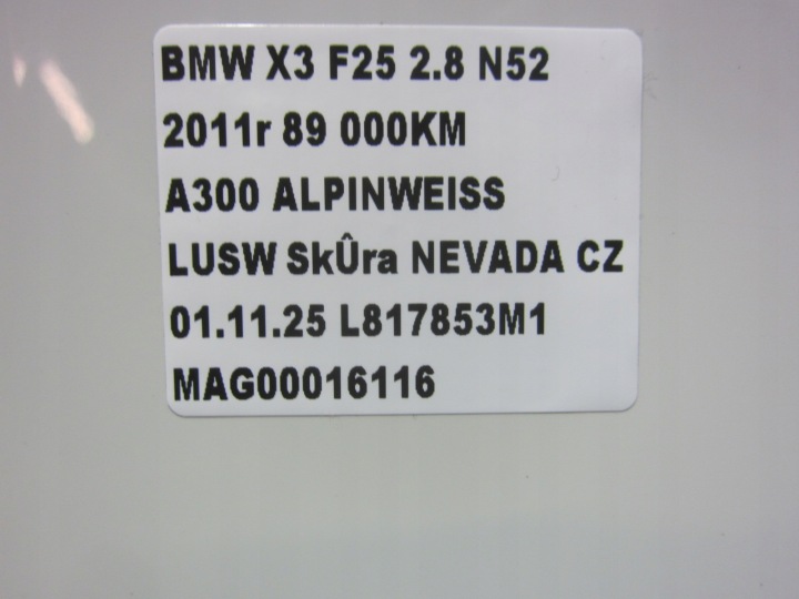 фото №15, Bmw x3 f25 a300 альпийский белый 3 белый дверь правая задние правое зад w цвет