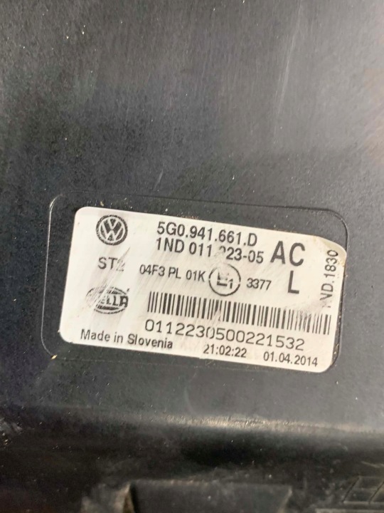 фото №6, Vw golf vii 7 5g0 12-16 галоген противотуманная фара левая 5g0941661d
