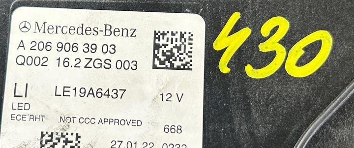 фото №8, Mercedes c-klasa 206 лампа левая перед полный led a2069063903