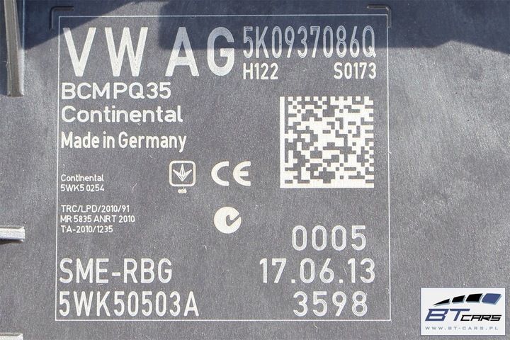 фото №8, Vw scirocco eos tiguan модуль блок управления бортовой сетью bcm 5k0937086q 5k0 937 086