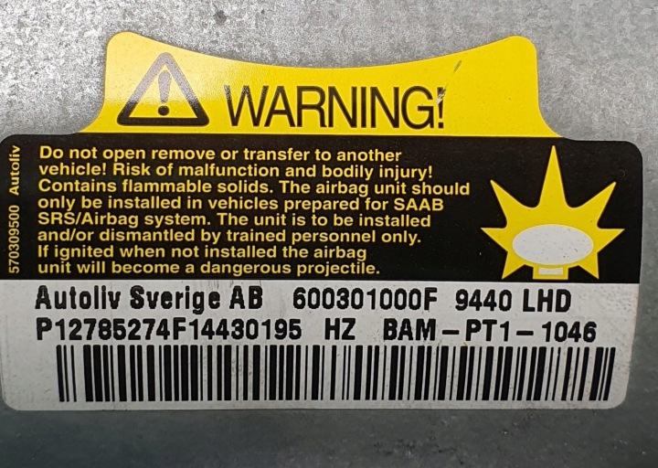 фото №6, Подушка подушка пассажира saab 9-3 93 p12785274