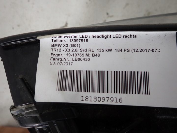 фото №7, Bmw x3 g01 17- led лампа правая перед передняя uk