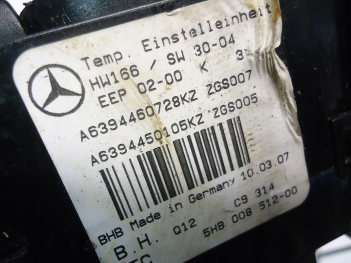 фото №5, Mercedes viano vito 639 панель управление кондиционера воздуховод a6394460728kz