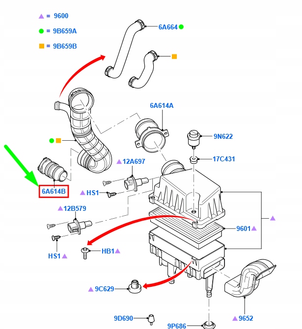 фото №7, Адаптер фильтра воздуха ford transit connect mk1 4946744 7t16-9c656-ab