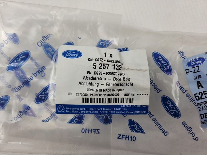 фото №5, Ford mondeo mk4 прокладка дверь правые перед ds73-f20570-ad новая оригинал.