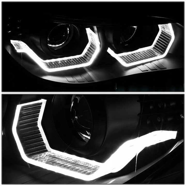 фото №12, Bmw 5 e60 e61 03-07 лампи фари перед передні кільця led 3d чорний h7