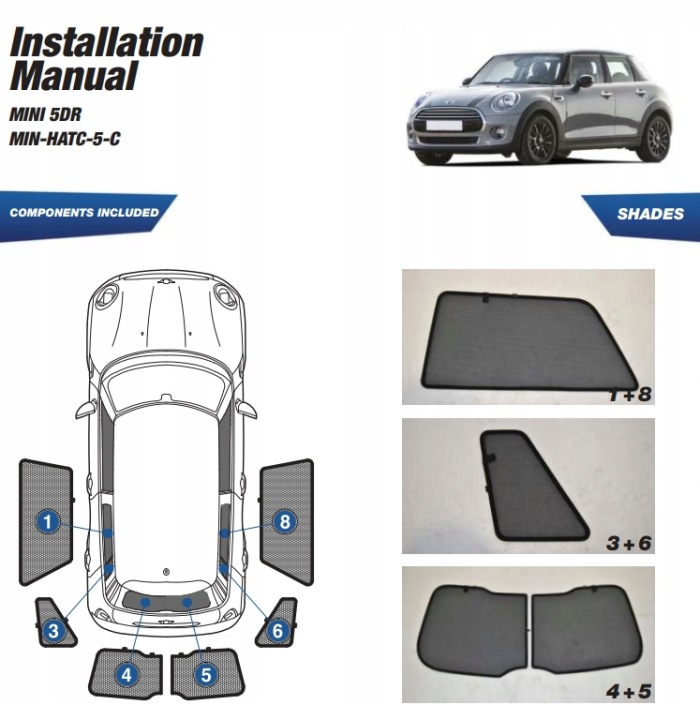 фото №16, Шторки солнечный mini hatch 5d 2015-osłony ролеты солнцезащитный