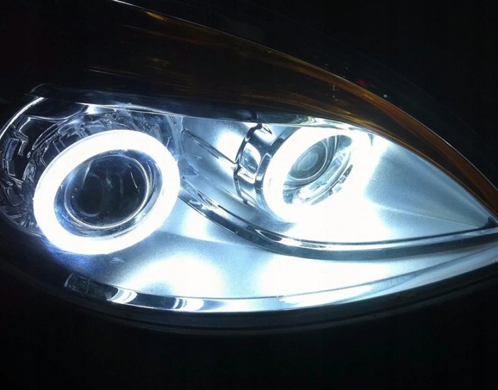 фото №10, Кольца angel глаза drl света дневные cob белый круглый bmw 2x 100mm 2штуки