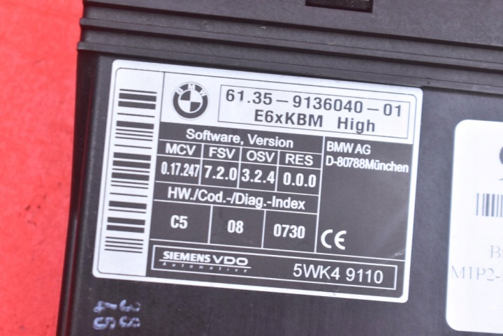 фото №7, Блок комфорта оригинал (блоки управления бортовой сетью) 9136040 bmw e60 e61 2.0 d 163 km 03-07