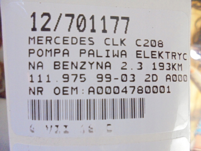 фото №8, Mercedes clk c208 насос топлива электрический бензин a0004780001 2,3 72196004