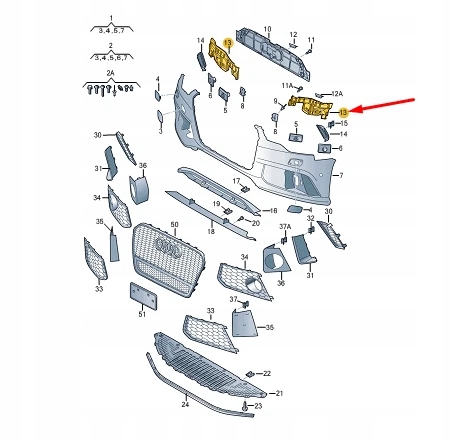 фото №11, Audi rs6 4g передний правый бампер closing element 4g0807096h oem