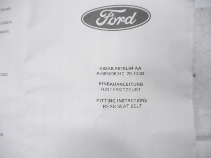 фото №7, Pas безопасности зад ford escort mkiii/orion mki oem номер 1638646