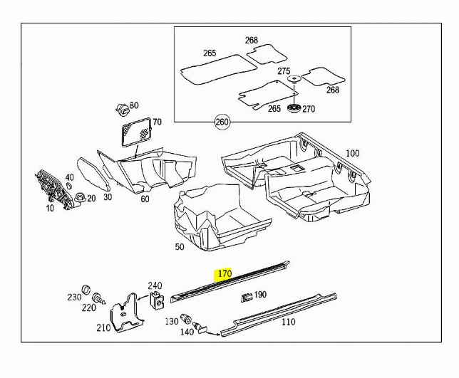 фото №11, Молдинг пороговая левая mercedes benz c 200 oem номер a2036861936