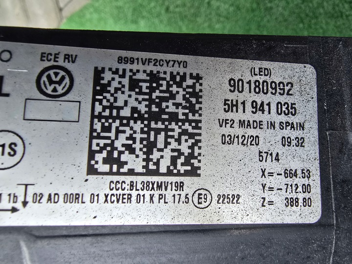 фото №6, Vw golf 8 viii 5h1 полный led лампа передняя