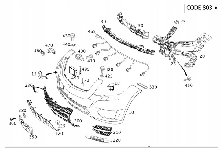 фото №1, Бампер перед оббивка перед mercedes glk