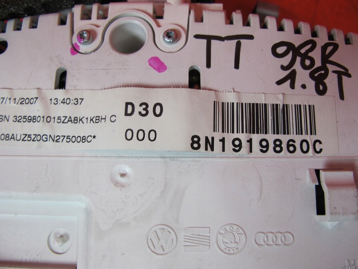 фото №12, Audi tt 8n 1.8 t компьютер замок зажигания спидометр набор