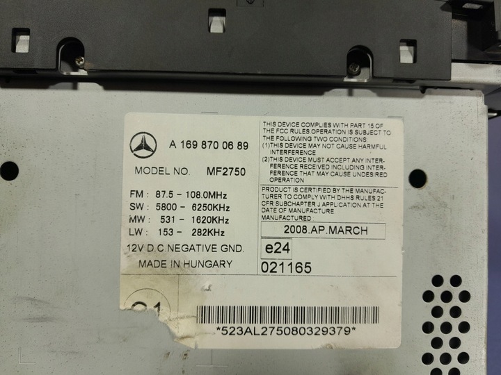 фото №8, Mercedes a w169 радио проигрыватель cd a1698700689