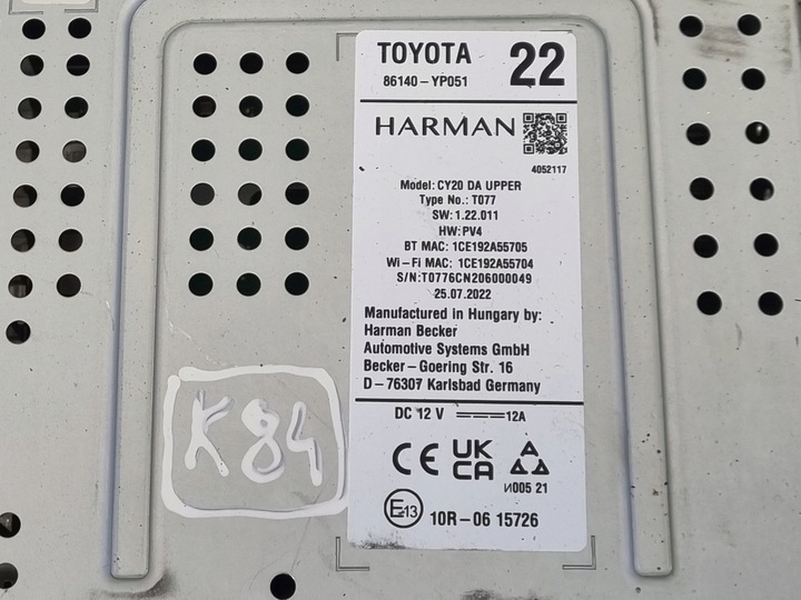 фото №10, Toyota yaris iv екран навігації монітор дисплей радіо cd 86140-yp051