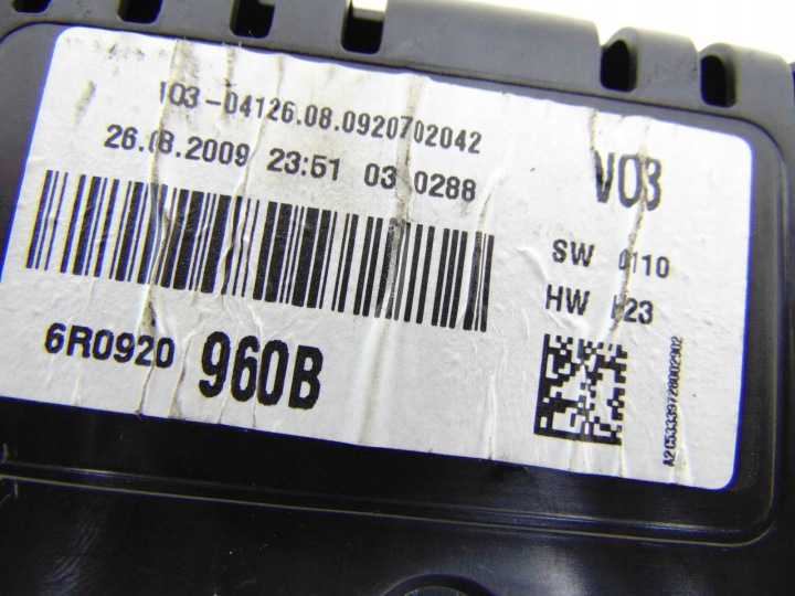 фото №6, Спидометр панель приборов vw polo v 5 6r 6c 1.2 6r0920960b uk