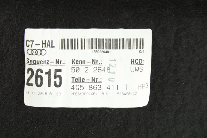 фото №8, Оригинальная полка багажника зад audi a6 c7 sedan рестайлинг 4g5863411t 70km