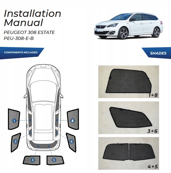фото №15, Шторки солнечный peugeot 308 универсал 2013- защитные накладки ролеты солнцезащитный
