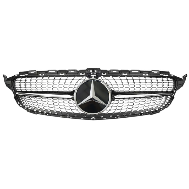 фото №1, Mercedes c клас w205 2014- решітка передня решітка радіатора diamond чорна хром kam