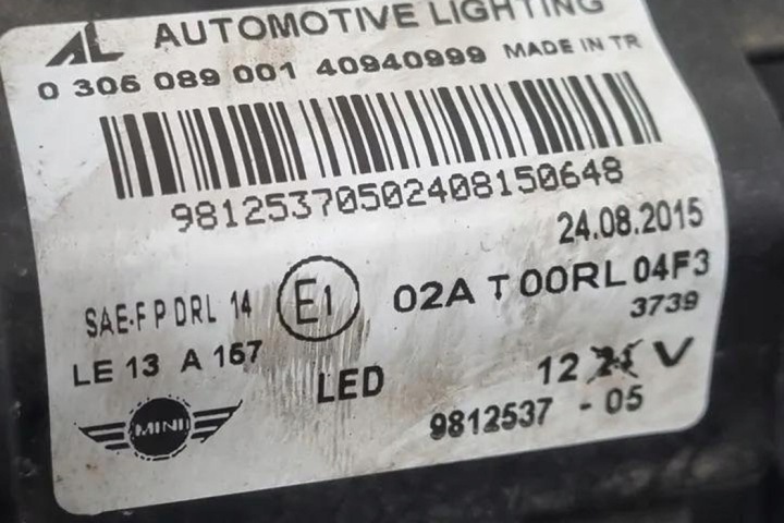 фото №10, Галоген ліве передній mini countryman r60 9812537 2.0l дизель 105kw 2015