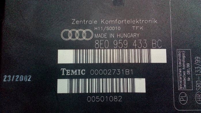 фото №8, Блок комфорту оригінал (блоки керування бортовою мережею) audi a4 b6 2,5 tdi 8e0959433bc